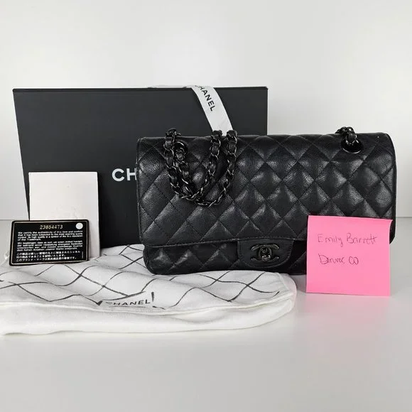 Chanel So Black Medium Calfskin Classic Flap Shoulder Bag - Picture 2 of 11